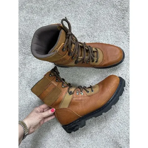 Wolverine Work Boots Mens 13M Brown Leather Lace Up Combat W04217 Slip Resistant - Picture 5 of 12